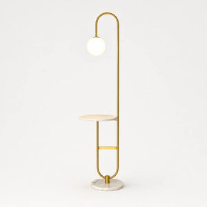 Luminária na variante Dourado com Mesa em Mármore e Luz Quente