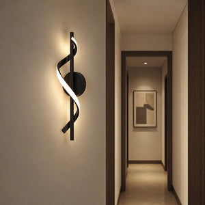 Luminaria de parede espiral aplicada em corredor interno