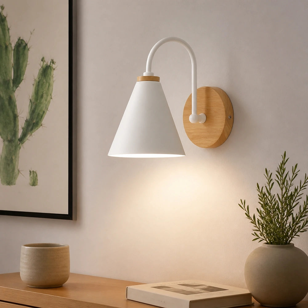 Luminária de parede metal minimalista em escala real no ambiente