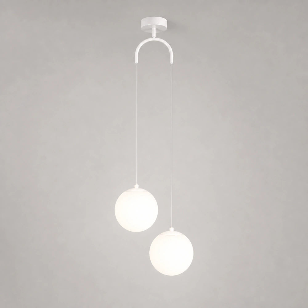 Lustre pendente na variante Branco com 2 luminárias