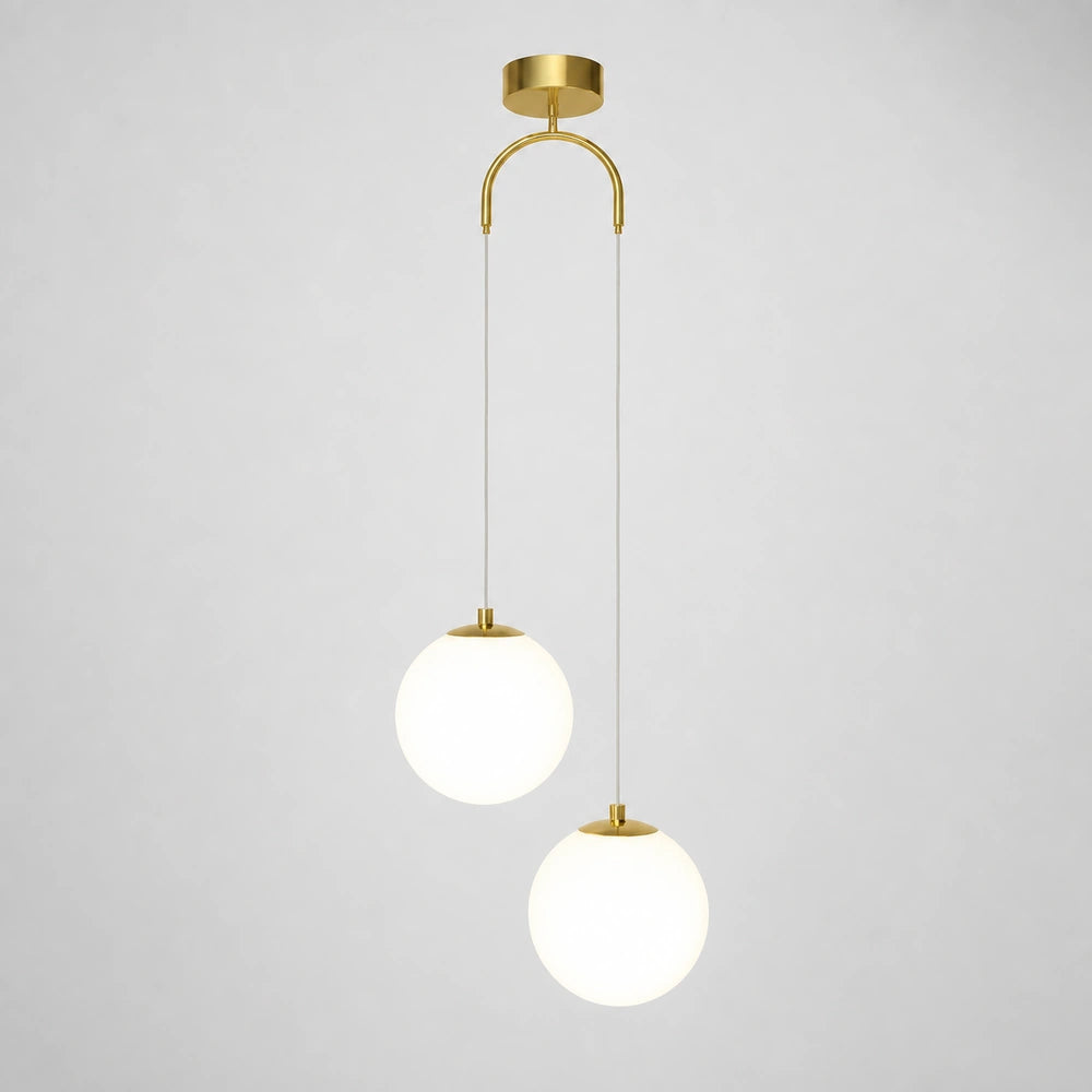 Lustre pendente na variante Dourado com 2 luminárias
