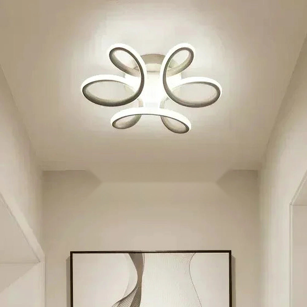 Lustre floral branco de 24 cm na variante Luz Branca