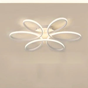 Lustre floral branco de 58 cm na variante Luz Amarela