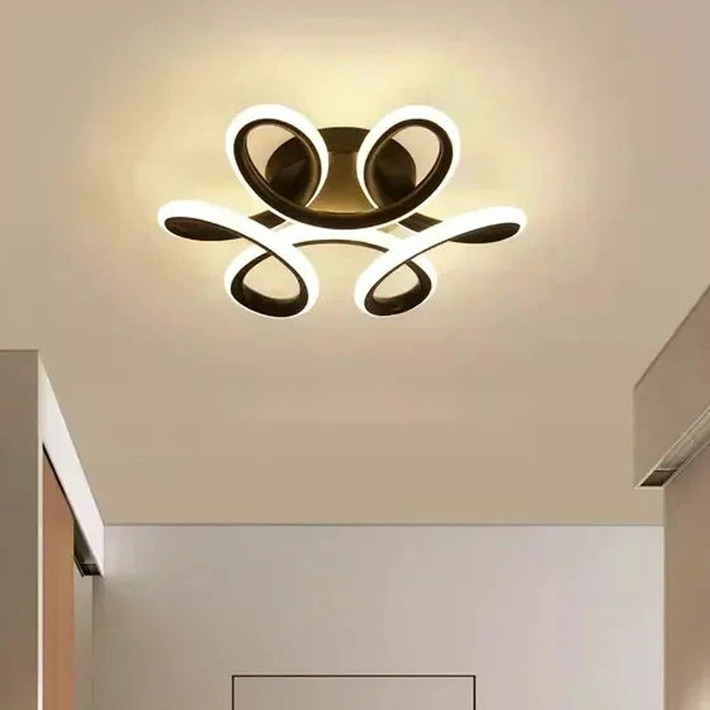 Lustre floral preto de 24 cm na variante Luz Branca