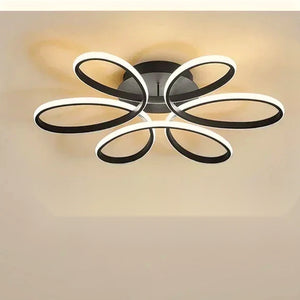 Lustre floral preto de 58 cm na variante Luz Amarela