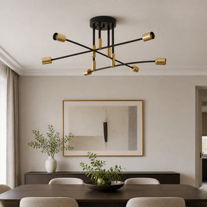 Lustre moderno com seis pontos E27 sobre mesa de jantar