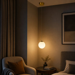 Lustre pendente dourado com 1 luminária em canto decorativo
