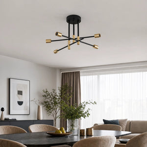 Lustre preto e dourado de aproximadamente 70 centímetros em escala real