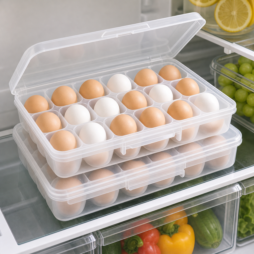 Organizador de Ovos com Tampa para Geladeira em imagem hero premium - Viorenna