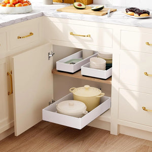 Organizador Deslizante para Armário de Cozinha com detalhe de textura e acabamento