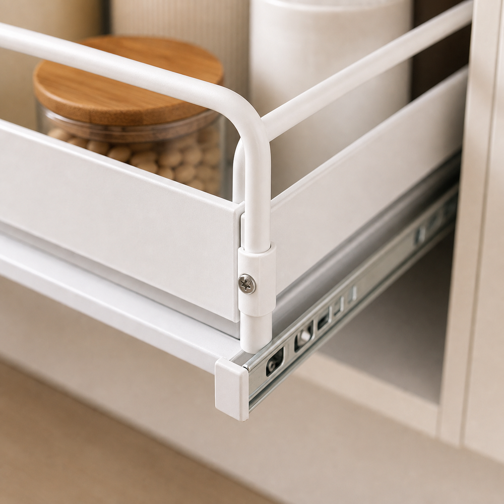 Organizador Deslizante para Armário de Cozinha em imagem close material premium - Viorenna