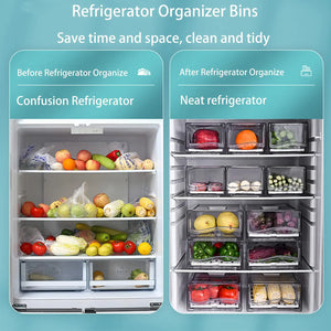 Organizador Empilhável para Geladeira com alimentos armazenados