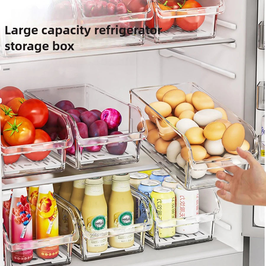 Organizador Transparente para Geladeira com alimentos armazenados