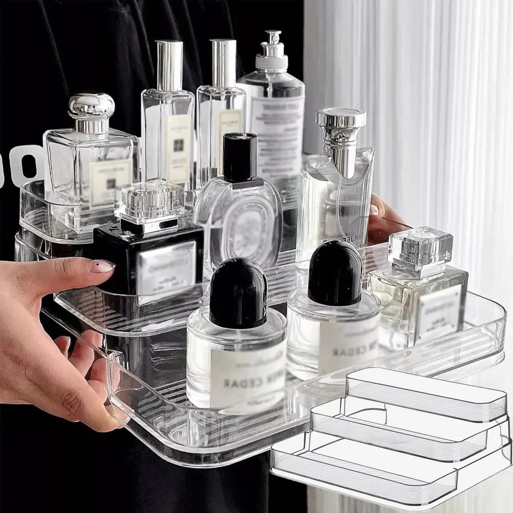 Organizador Transparente para Perfumes e Cosméticos em banheiro organizado
