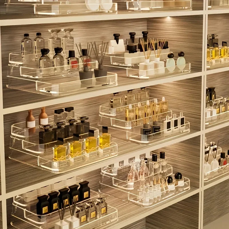 Organizador Transparente para Perfumes e Cosméticos na bancada ou prateleira do banheiro