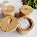 Porta Temperos de Bambu para Sal e Condimentos em cozinha organizada