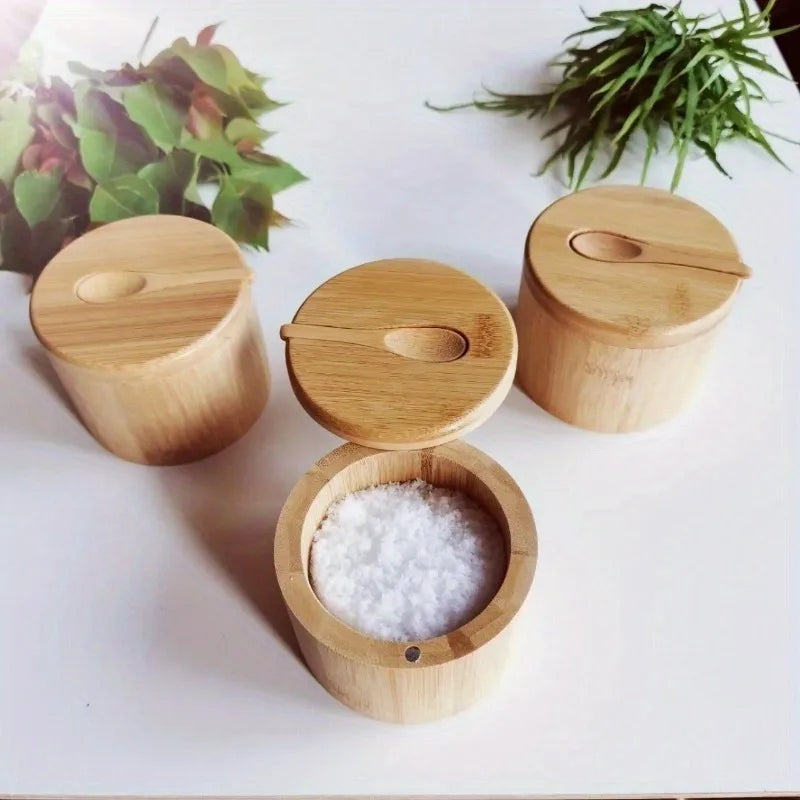 Porta Temperos de Bambu para Sal e Condimentos na galeria do produto