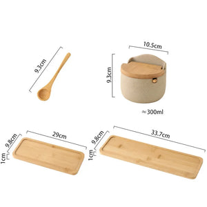 Porta Temperos de Cerâmica com Tampa de Bambu na galeria do produto