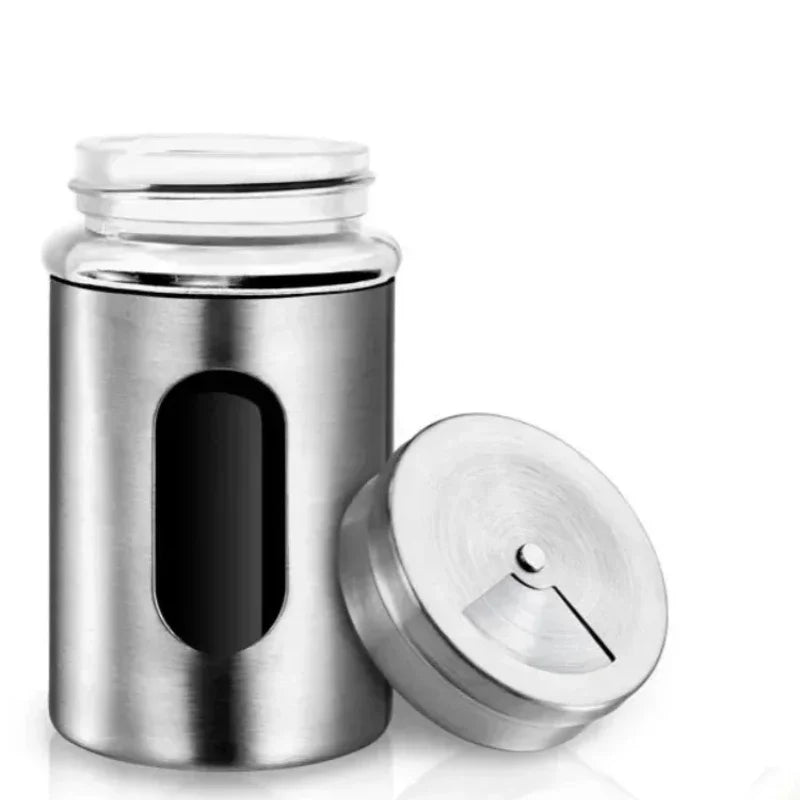 Porta Temperos Giratório em Inox para Bancada com detalhe de textura e acabamento