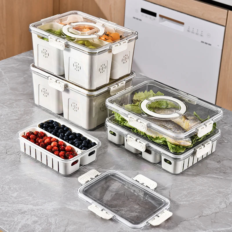 Pote Hermético Divisório para Snacks e Frutas armazenando alimentos
