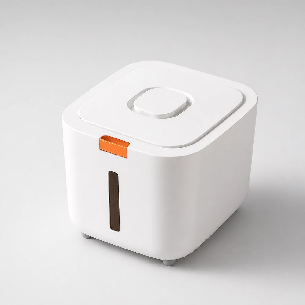 Pote para arroz branco isolado com tampa, visor e trava frontal