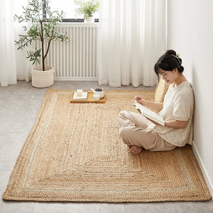 Tapete de Juta Natural para Entrada e Sala em quarto decorado
