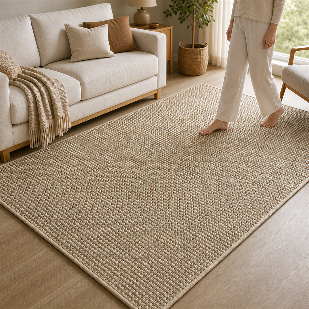 Tapete de Sisal para Sala Grande Antiderrapante em uso real no ambiente – Viorenna