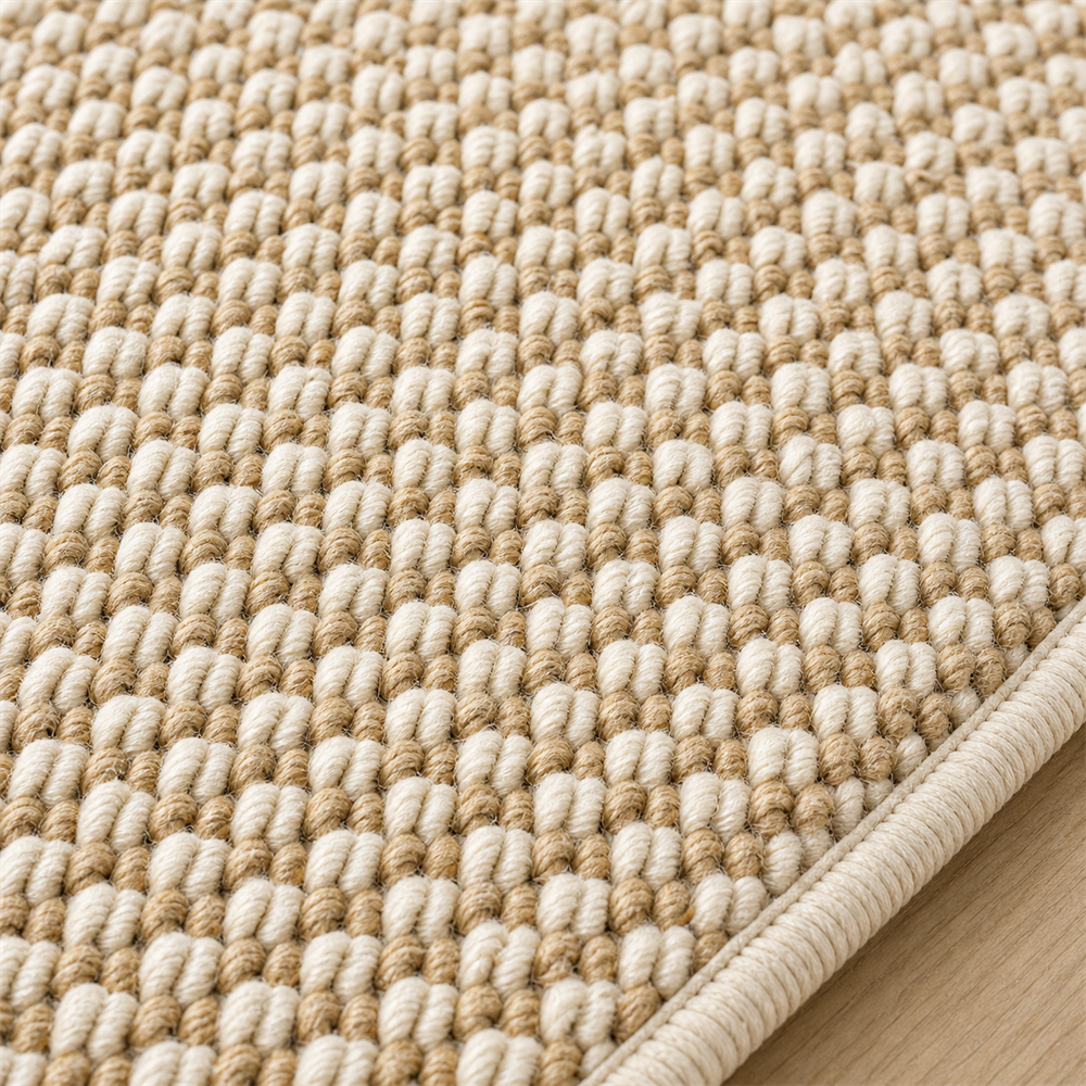 Detalhe de textura e acabamento do Tapete de Sisal para Sala Grande Antiderrapante – Viorenna