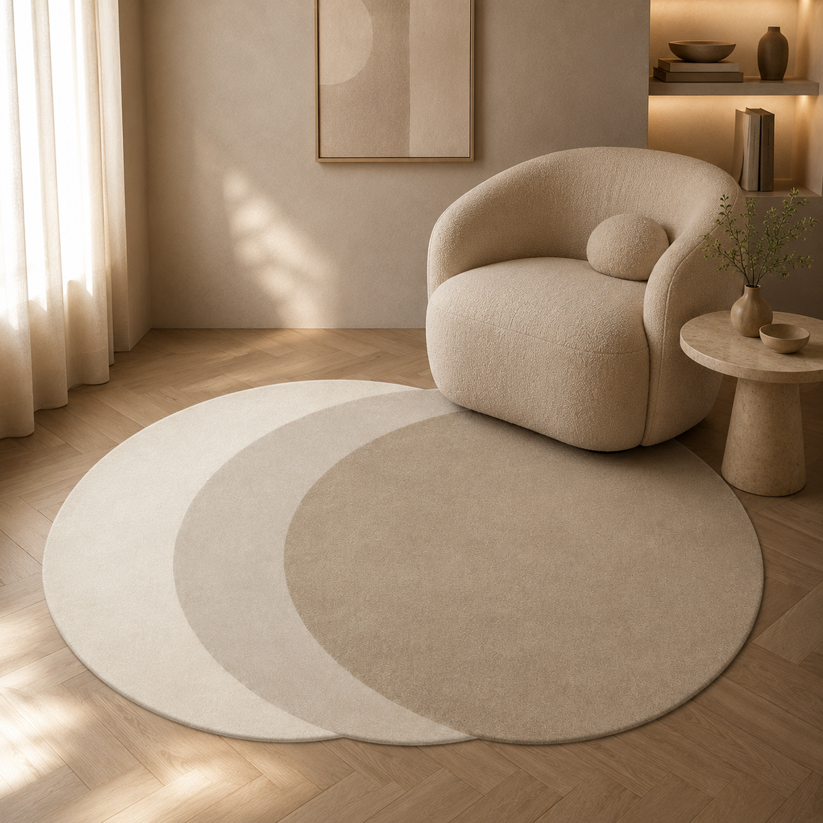 Tapete Felpudo Irregular para Sala para Sofá e Mesa de Centro valorizando a decoração da sala