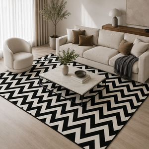 Tapete Minimalista para Sala Grande para Sofá e Mesa de Centro destacando a função principal – Viorenna