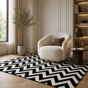 Detalhe de estrutura e acabamento do Tapete Minimalista para Sala Grande para Sofá e Mesa de Centro – Viorenna