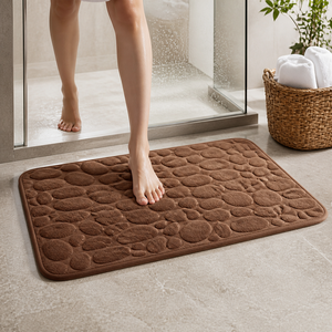 Tapete para Banheiro Absorvente com Textura 3D Antiderrapante em uso real no ambiente – Viorenna