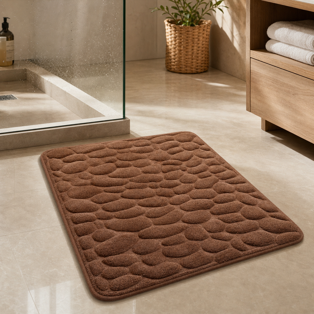 Tapete para Banheiro Absorvente com Textura 3D Antiderrapante em imagem complementar do produto – Viorenna