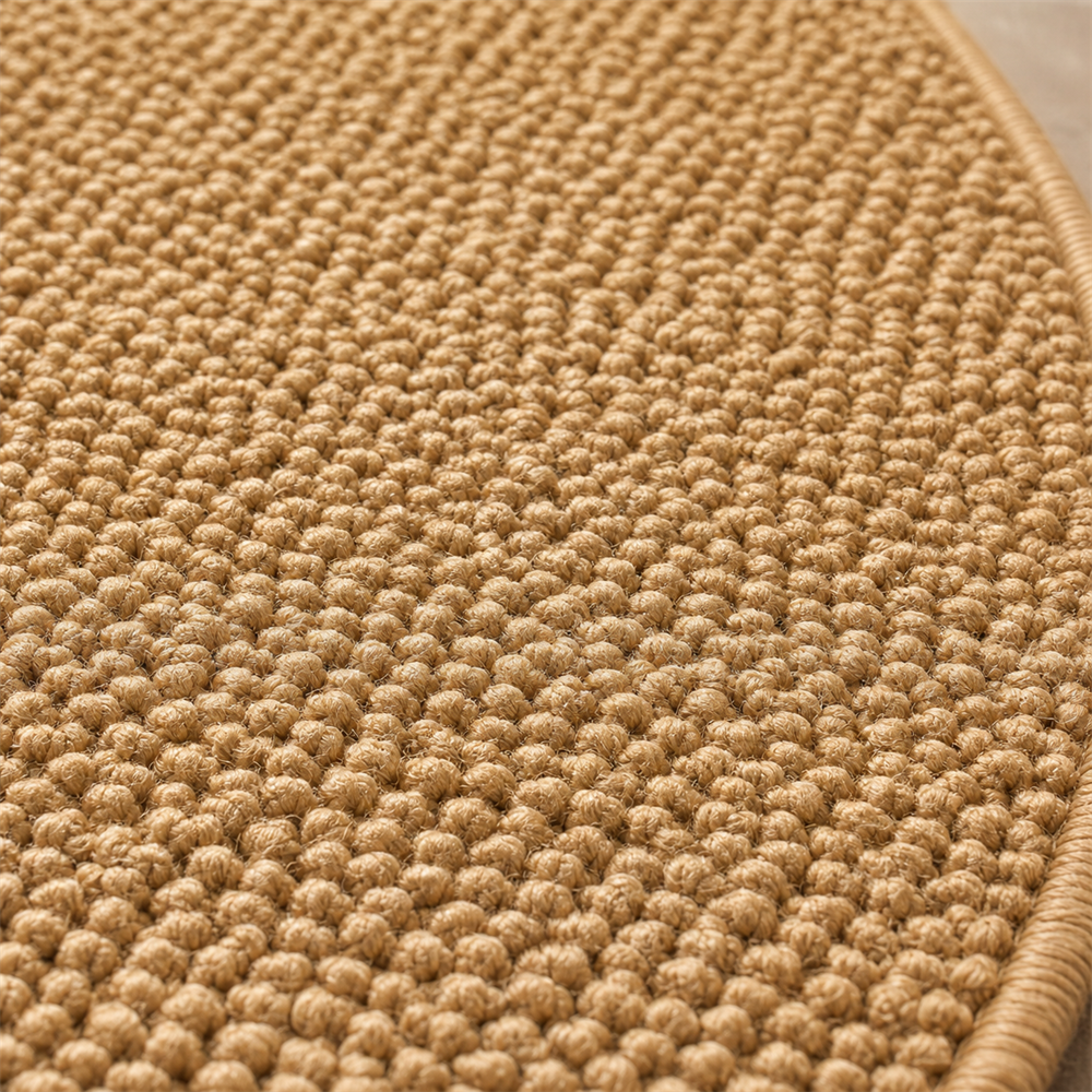 Detalhe da textura do tapete redondo de sisal – Viorenna