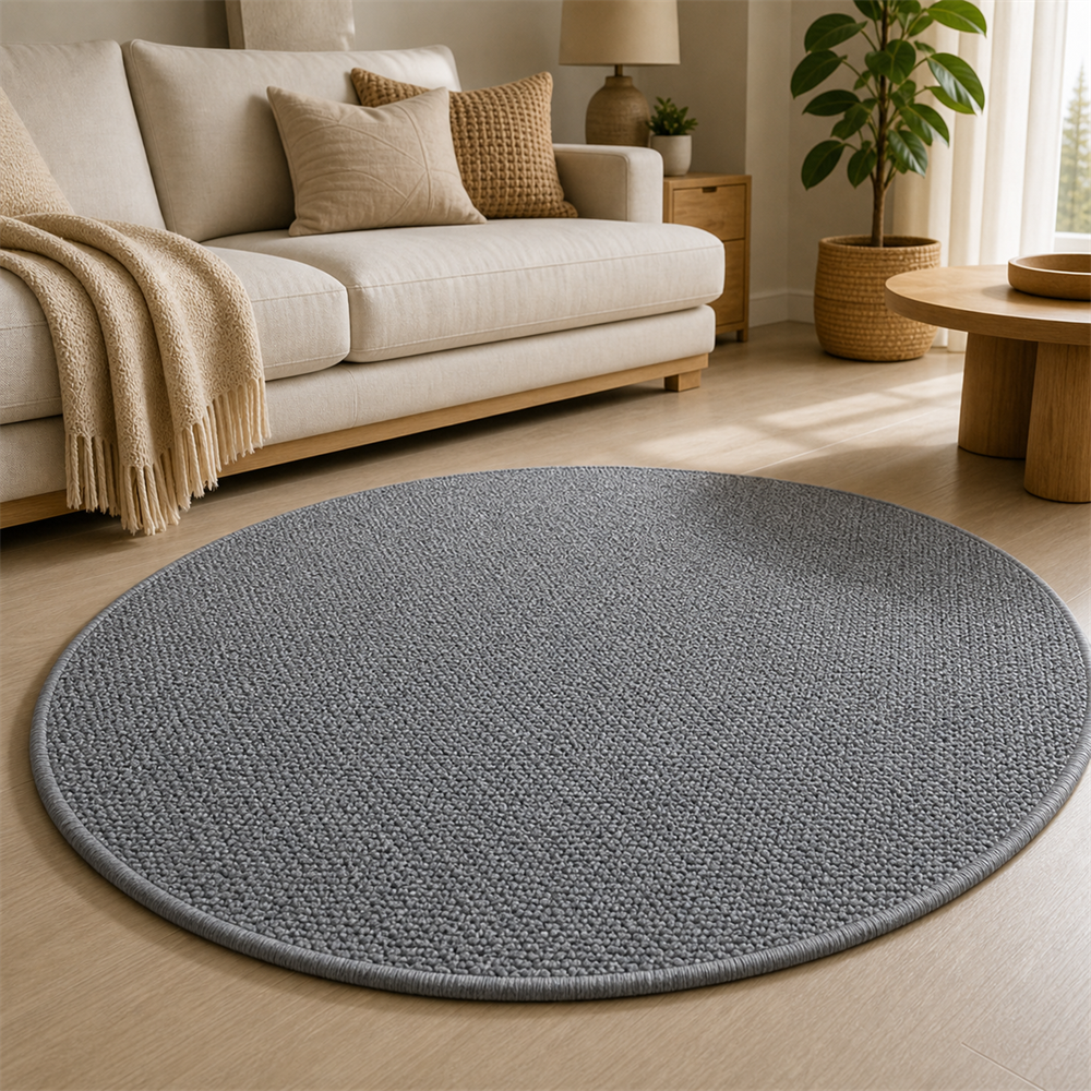 Variante cinza do tapete redondo de sisal para sala – Viorenna