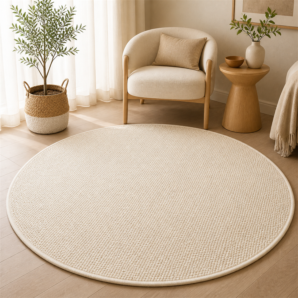 Variante clara do tapete redondo de sisal para sala – Viorenna