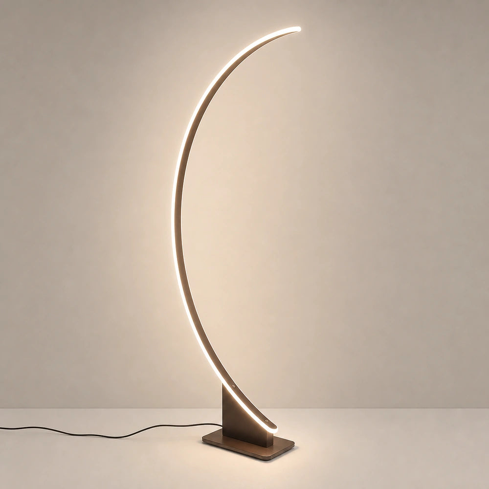 Variante Café com Luz Neutra da luminária de chão curva LED