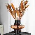 Vaso Decorativo Âmbar Artístico de Vidro para Mesa em sala decorada