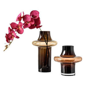 Vaso Decorativo Âmbar Artístico de Vidro para Mesa em sala decorada