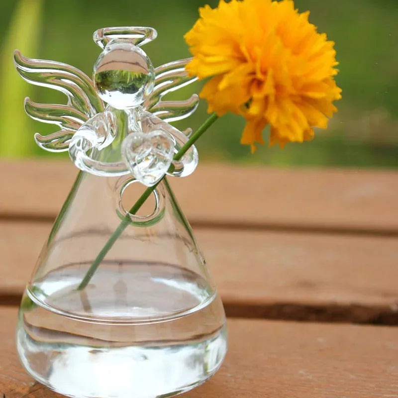 Vaso Decorativo Anjo Hidropônico de Vidro para Mesa em sala decorada