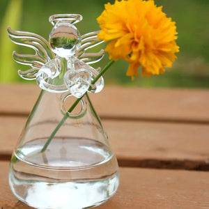 Vaso Decorativo Anjo Hidropônico de Vidro para Mesa em sala decorada