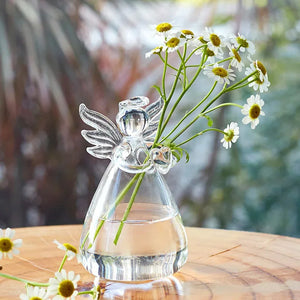 Vaso Decorativo Anjo Hidropônico de Vidro para Mesa em sala decorada