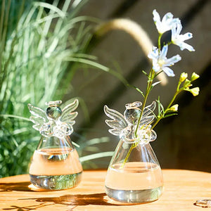 Vaso Decorativo Anjo Hidropônico de Vidro para Mesa em sala decorada