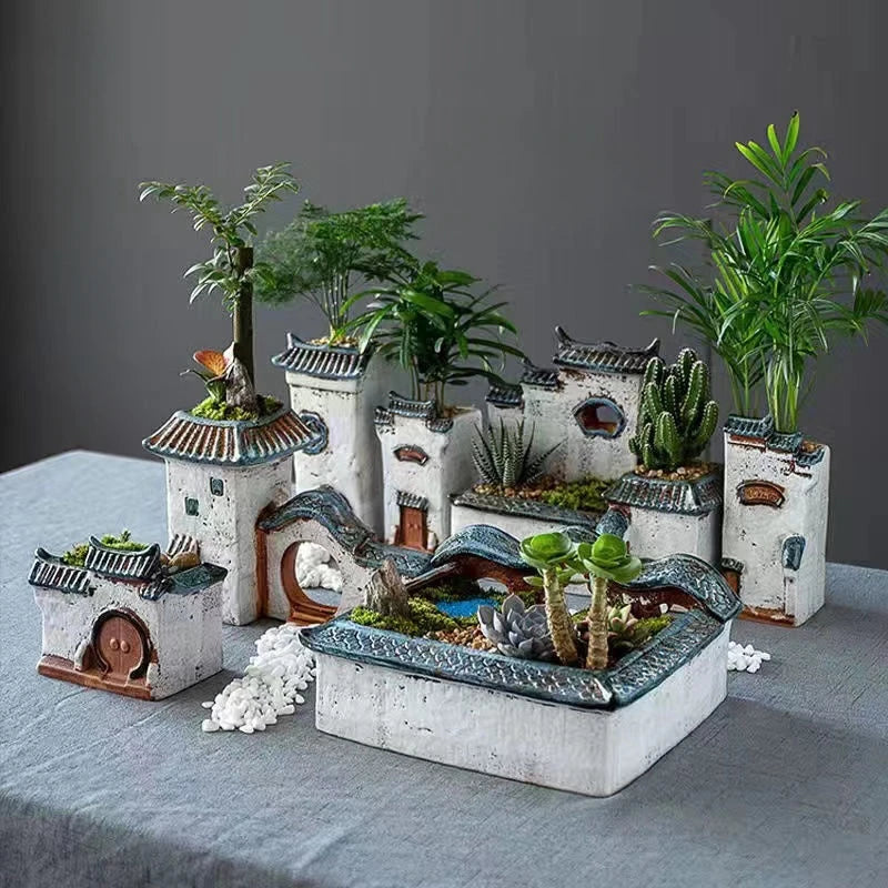 Vaso Decorativo Arquitetônico de Cerâmica para Plantas em sala decorada