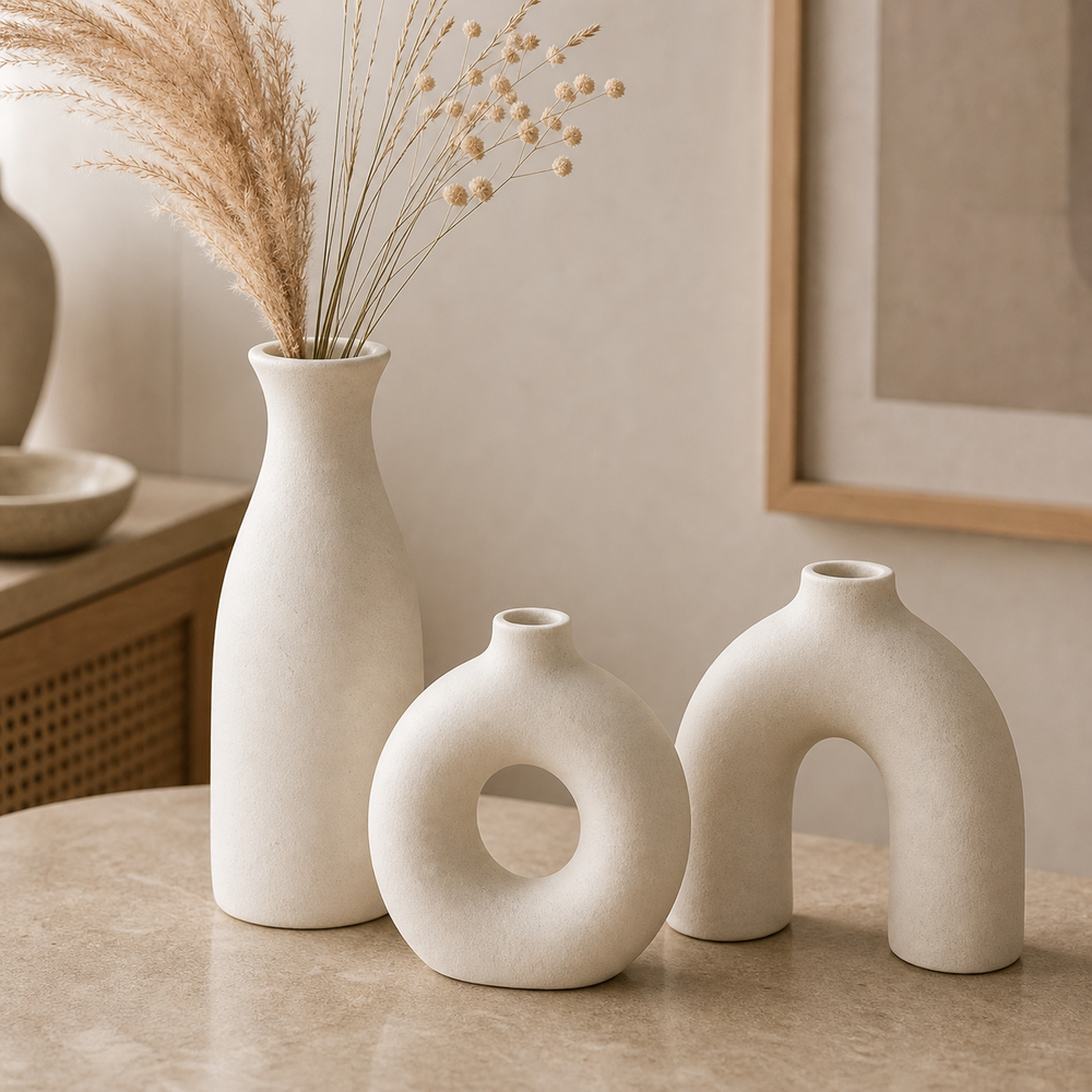 Vaso Decorativo Boho de Cerâmica para Mesa em imagem hero premium - Viorenna