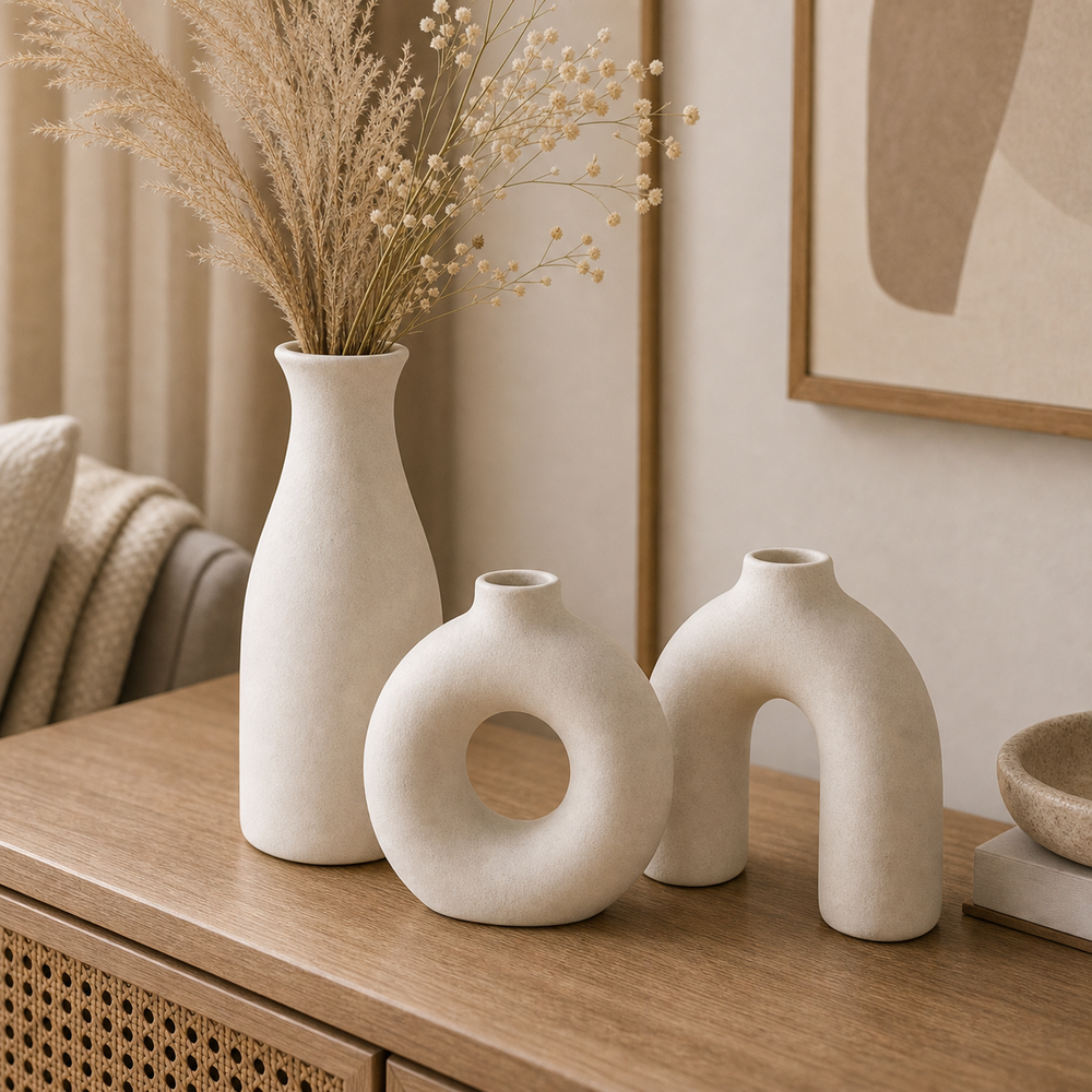 Vaso Decorativo Boho de Cerâmica para Mesa em imagem uso real premium - Viorenna