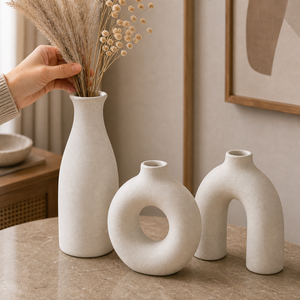 Vaso Decorativo Boho de Cerâmica para Mesa em imagem detalhe funcional premium - Viorenna