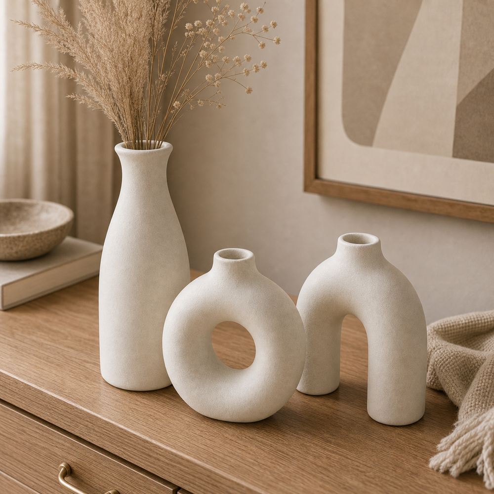 Vaso Decorativo Boho de Cerâmica para Mesa em imagem cena complementar premium - Viorenna