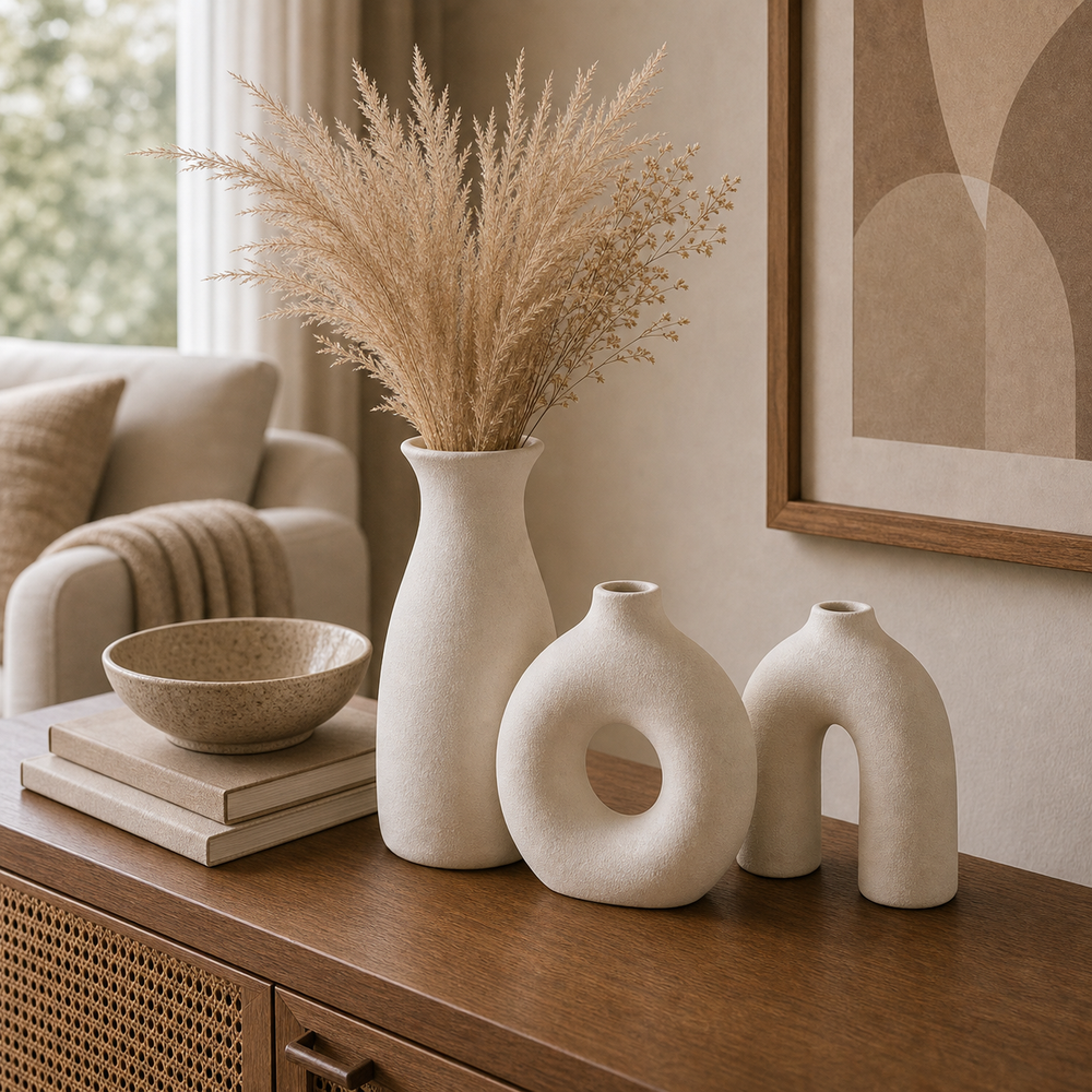 Vaso Decorativo Boho de Cerâmica para Mesa - imagem 07 escala proporcao premium Viorenna