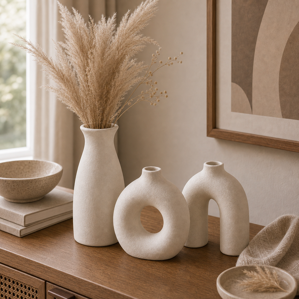 Vaso Decorativo Boho de Cerâmica para Mesa - imagem 08 variacao uso composicao premium Viorenna